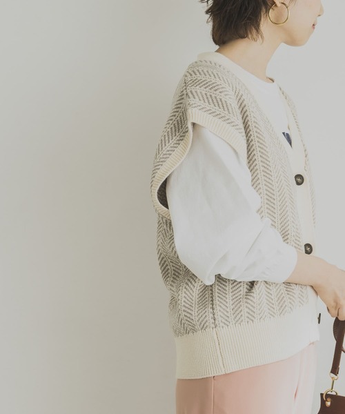 URBAN RESEARCH(アーバンリサーチ)の「ジャカードニットベスト(ニット/セーター・レディース・イエロー/グレー系その他・FREE)」の15枚目の写真