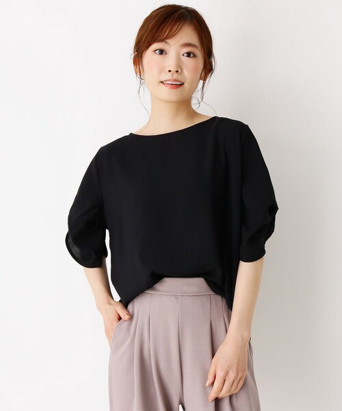 ITS'DEMO（イッツデモ）の「◆タックスリーブブラウス（シャツ/ブラウス・レディース・ブラック/グリーン/ベージュ・00）」の2枚目の写真