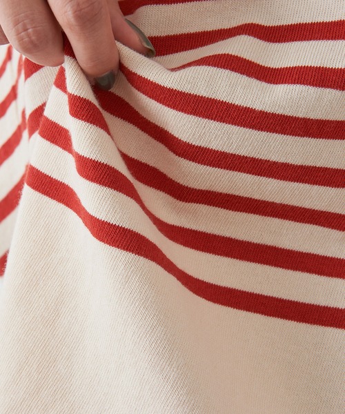 DISCOAT（ディスコート）の「バスクボーダービッグロングスリーブ（Tシャツ/カットソー・レディース・ダークグリーン/ネイビー/レッド/ダークブルー/グリーン/イエロー・FREE）」の18枚目の写真