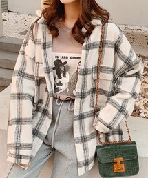 Girly Doll | オーバーサイズチェック起毛シャツ(シャツ/ブラウス)