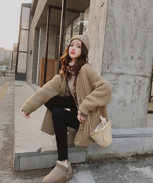 Girly Doll（ガーリードール）の「オーバーサイズチェック起毛シャツ（シャツ/ブラウス・レディース・ホワイト/ブラウン・FREE）」の12枚目の写真