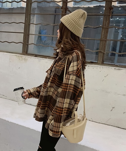 boohoo PLUS オーバーサイズチェックシャツ&パンツ★関税/送料込 40代ファッション レディース オーバーサイズチェック柄シャツ