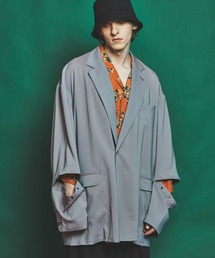 《ユニセックスアイテム》ドライレーヨンシャンブレープライムオーバー2WAYセミダブルテーラードジャケット【MAISON SPECIAL/メゾンスペシャル】