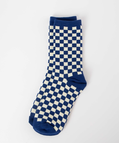 WEGO（ウィゴー）の「WEGO/チェッカー柄ソックス（ソックス/靴下・レディース・オレンジ/グリーン系その他/ホワイト/ブラウン/パープル/ブルー・23-25cm）」の5枚目の写真