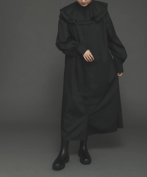 SENSE OF PLACE by URBAN RESEARCH（センスオブプレイスバイアーバンリサーチ）の「ビッグカラーシャツワンピース（ワンピース・レディース・オフホワイト/ブラック・ONE）」の2枚目の写真