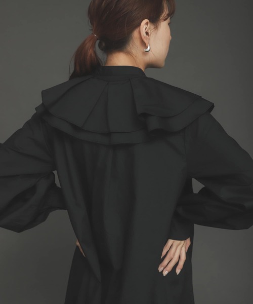 SENSE OF PLACE by URBAN RESEARCH（センスオブプレイスバイアーバンリサーチ）の「ビッグカラーシャツワンピース（ワンピース・レディース・オフホワイト/ブラック・ONE）」の22枚目の写真