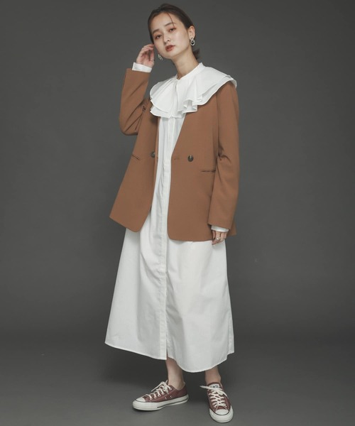 SENSE OF PLACE by URBAN RESEARCH（センスオブプレイスバイアーバンリサーチ）の「ビッグカラーシャツワンピース（ワンピース・レディース・オフホワイト/ブラック・ONE）」の4枚目の写真