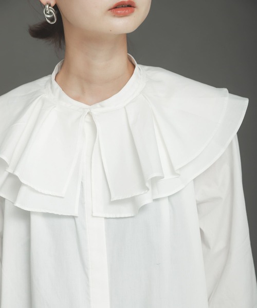 SENSE OF PLACE by URBAN RESEARCH（センスオブプレイスバイアーバンリサーチ）の「ビッグカラーシャツワンピース（ワンピース・レディース・オフホワイト/ブラック・ONE）」の9枚目の写真