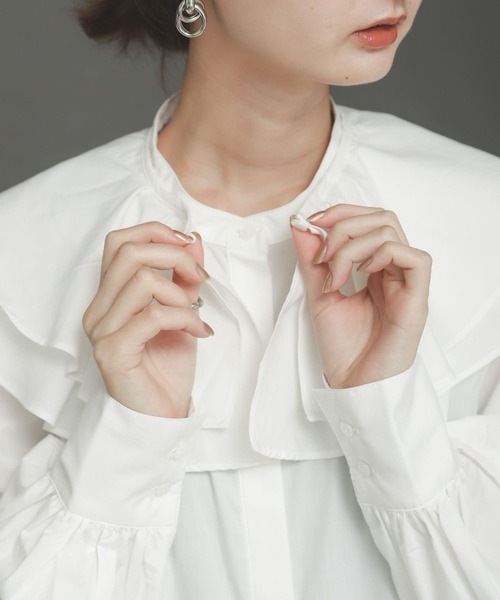 SENSE OF PLACE by URBAN RESEARCH（センスオブプレイスバイアーバンリサーチ）の「ビッグカラーシャツワンピース（ワンピース・レディース・オフホワイト/ブラック・ONE）」の10枚目の写真