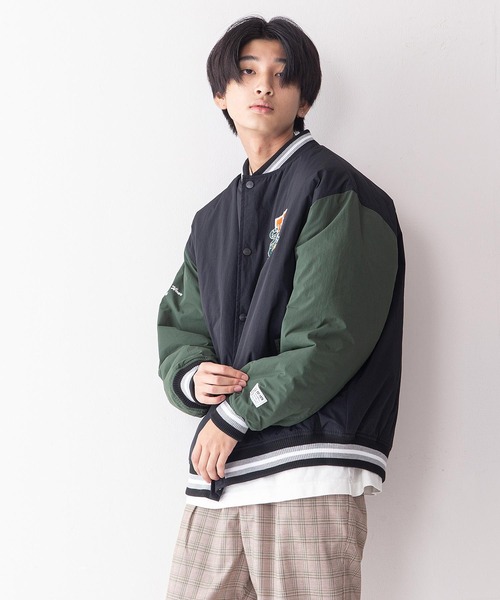 VISION STREET WEAR(ヴィジョンストリートウェア)の「【VISION STREET WEAR/ビジョンストリートウェア】カレッジ風ナイロンワッペン バック刺繍 スタジャン 中綿仕様(スタジャン・メンズ・ブラウン系その他/グリーン/ブラック・MEDIUM/LARGE/X-LARGE)」の8枚目の写真