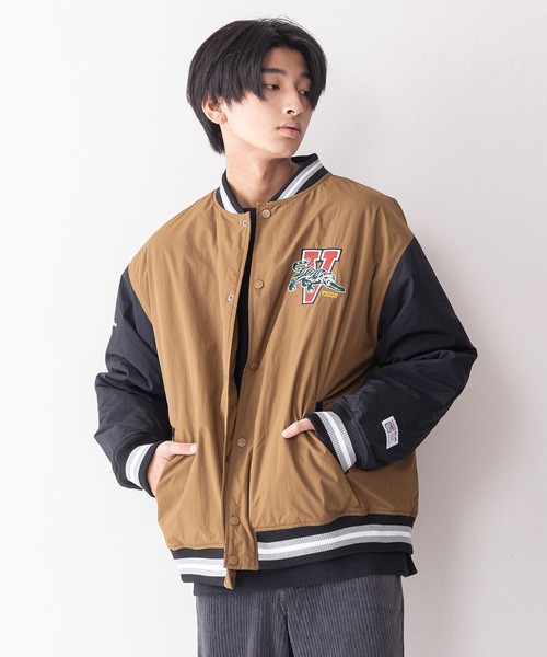 VISION STREET WEAR(ヴィジョンストリートウェア)の「【VISION STREET WEAR/ビジョンストリートウェア】カレッジ風ナイロンワッペン バック刺繍 スタジャン 中綿仕様(スタジャン・メンズ・ブラウン系その他/グリーン/ブラック・MEDIUM/LARGE/X-LARGE)」の14枚目の写真