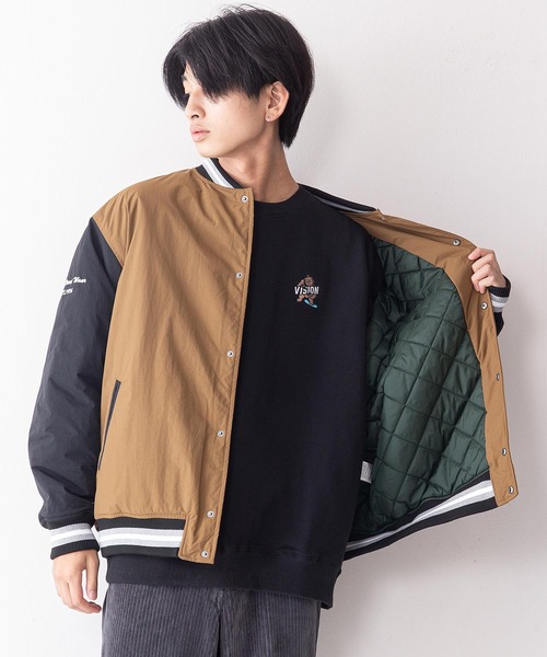 VISION STREET WEAR(ヴィジョンストリートウェア)の「【VISION STREET WEAR/ビジョンストリートウェア】カレッジ風ナイロンワッペン バック刺繍 スタジャン 中綿仕様(スタジャン・メンズ・ブラウン系その他/グリーン/ブラック・MEDIUM/LARGE/X-LARGE)」の15枚目の写真