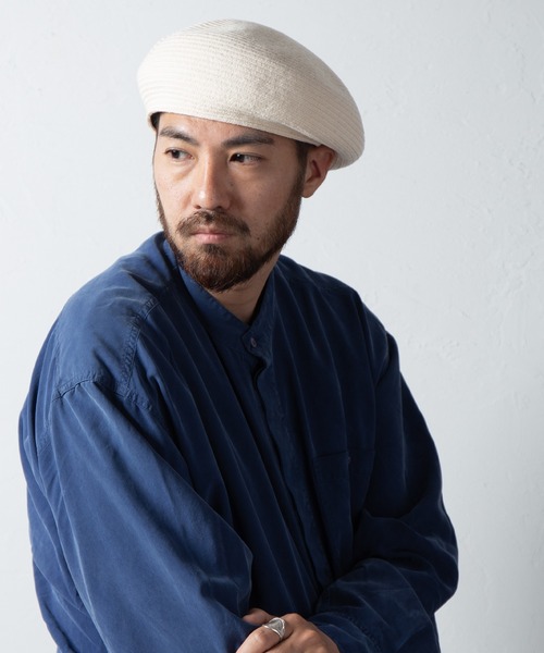 RACAL（ラカル）の「Wool Braid Beret / ウールブレードベレー（ハンチング/ベレー帽・メンズ・オフホワイト/モカ/グレー/ブラック・MEDIUM/LARGE）」の2枚目の写真