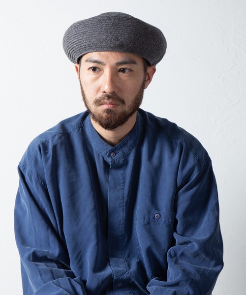 RACAL（ラカル）の「Wool Braid Beret / ウールブレードベレー（ハンチング/ベレー帽・メンズ・オフホワイト/モカ/グレー/ブラック・MEDIUM/LARGE）」の8枚目の写真