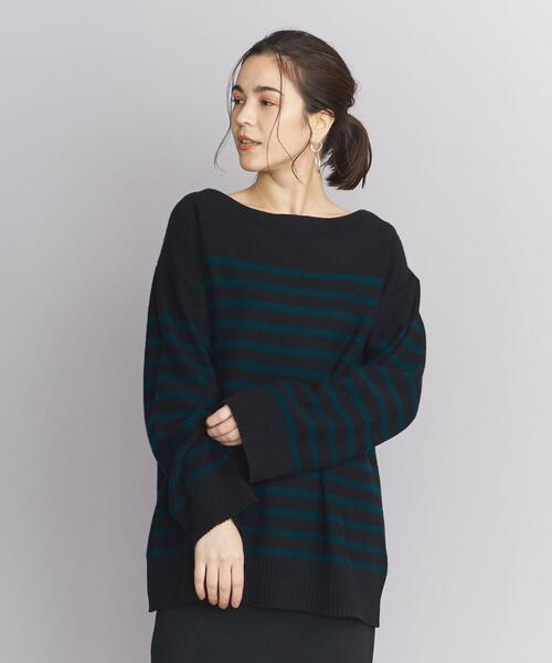 BEAUTY&YOUTH UNITED ARROWS(ビューティーアンドユースユナイテッドアローズ)の「BY ウールブレンド ボーダー ニット プルオーバー(ニット/セーター・レディース・ホワイト/ブラック・FREE)」の2枚目の写真