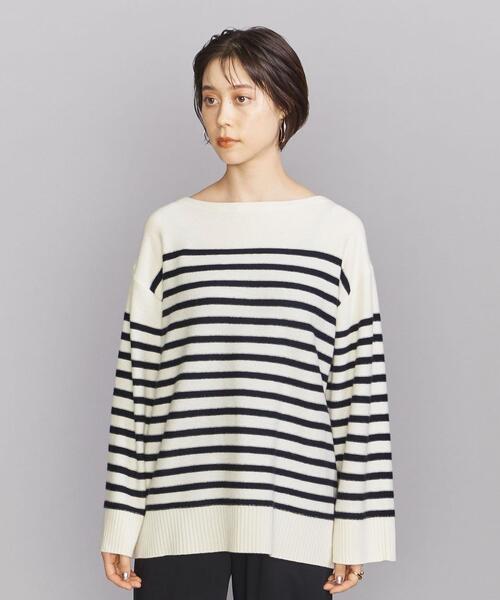 BEAUTY&YOUTH UNITED ARROWS(ビューティーアンドユースユナイテッドアローズ)の「BY ウールブレンド ボーダー ニット プルオーバー(ニット/セーター・レディース・ホワイト/ブラック・FREE)」の3枚目の写真