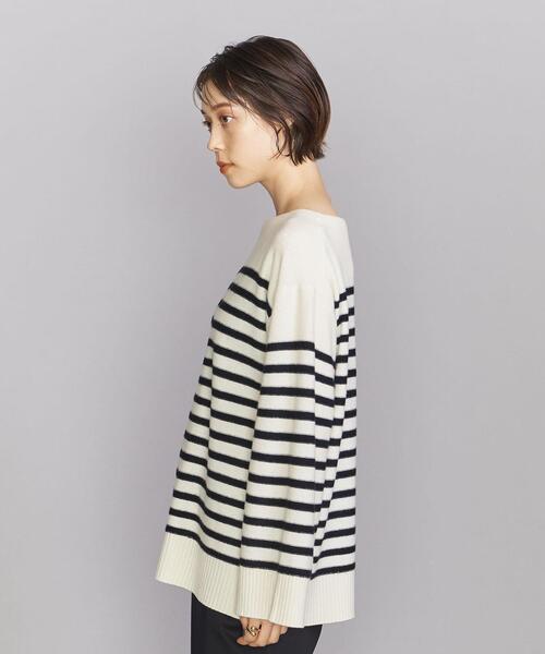 BEAUTY&YOUTH UNITED ARROWS(ビューティーアンドユースユナイテッドアローズ)の「BY ウールブレンド ボーダー ニット プルオーバー(ニット/セーター・レディース・ホワイト/ブラック・FREE)」の6枚目の写真