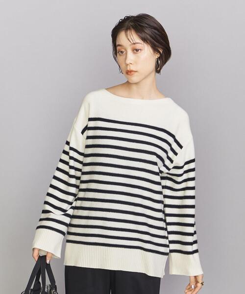 BEAUTY&YOUTH UNITED ARROWS(ビューティーアンドユースユナイテッドアローズ)の「BY ウールブレンド ボーダー ニット プルオーバー(ニット/セーター・レディース・ホワイト/ブラック・FREE)」の8枚目の写真