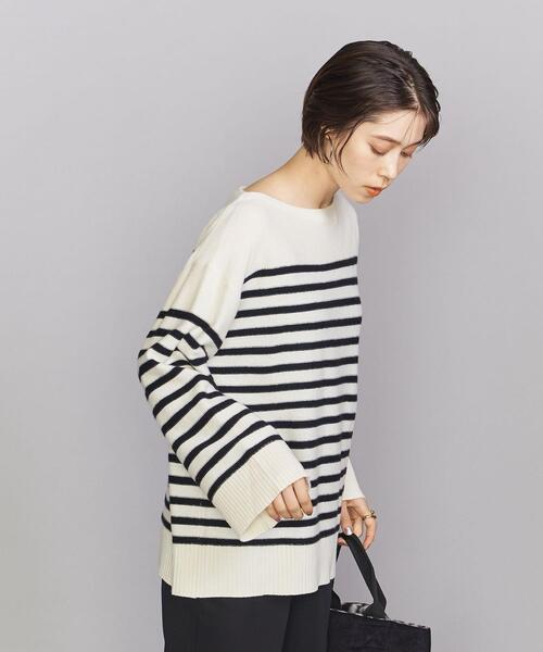 BEAUTY&YOUTH UNITED ARROWS(ビューティーアンドユースユナイテッドアローズ)の「BY ウールブレンド ボーダー ニット プルオーバー(ニット/セーター・レディース・ホワイト/ブラック・FREE)」の7枚目の写真