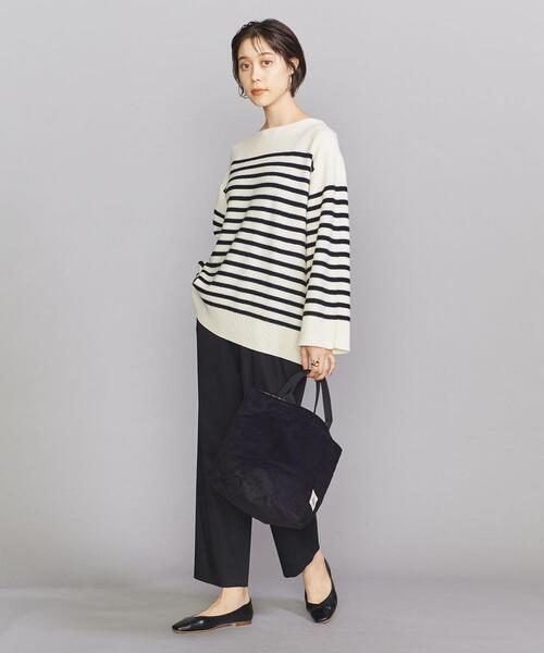 BEAUTY&YOUTH UNITED ARROWS(ビューティーアンドユースユナイテッドアローズ)の「BY ウールブレンド ボーダー ニット プルオーバー(ニット/セーター・レディース・ホワイト/ブラック・FREE)」の4枚目の写真