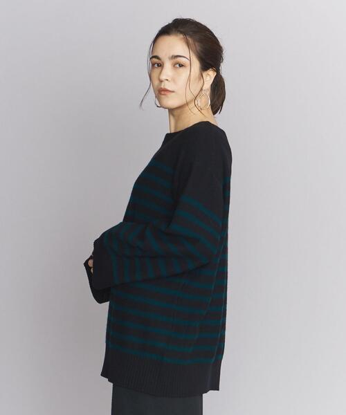 BEAUTY&YOUTH UNITED ARROWS(ビューティーアンドユースユナイテッドアローズ)の「BY ウールブレンド ボーダー ニット プルオーバー(ニット/セーター・レディース・ホワイト/ブラック・FREE)」の9枚目の写真