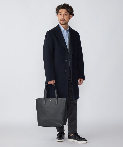 SHIPS（シップス）の「SHIPS: ウール カシミヤ チェスターコート（チェスターコート・メンズ・ネイビー/ベージュ系その他/チャコールグレー・SMALL/MEDIUM/X-LARGE/LARGE）」の3枚目の写真