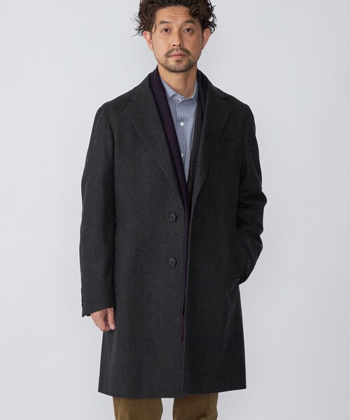 SHIPS（シップス）の「SHIPS: ウール カシミヤ チェスターコート（チェスターコート・メンズ・ネイビー/ベージュ系その他/チャコールグレー・SMALL/MEDIUM/X-LARGE/LARGE）」の4枚目の写真