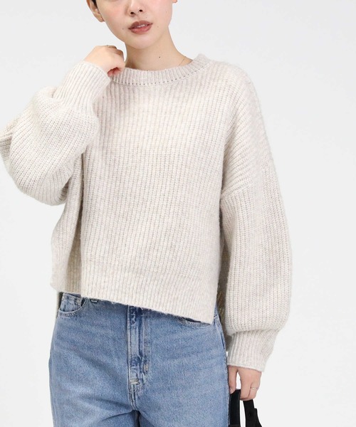 HONEYSUCKLE ROSE（ハニーサックルローズ）の「【HONEYSUCKLE ROSE】サイドスリットニット（ニット/セーター・レディース・グリーン/ライトグレー/ベージュ・M/L）」の3枚目の写真