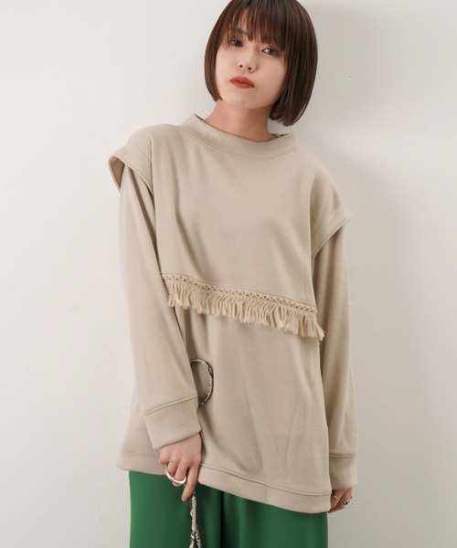 RODEO(ロデオ)の「RODEO ロデオ フリンジニットトップス(Tシャツ/カットソー・レディース・ブラック/ベージュ/ライトイエロー・FREE)」の9枚目の写真