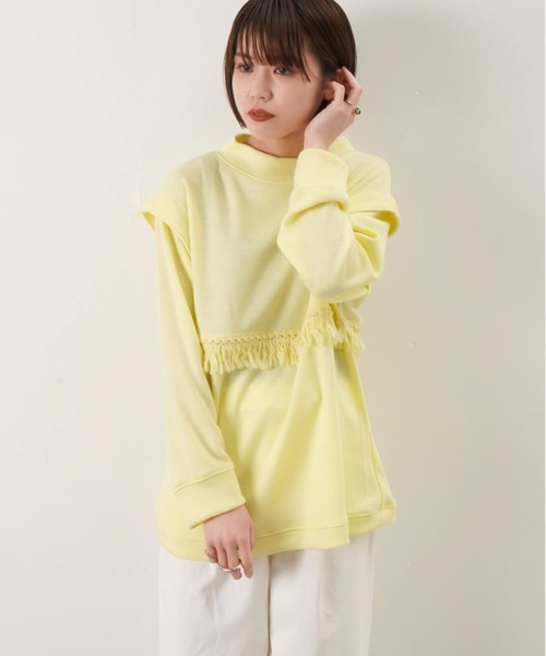 RODEO(ロデオ)の「RODEO ロデオ フリンジニットトップス(Tシャツ/カットソー・レディース・ブラック/ベージュ/ライトイエロー・FREE)」の6枚目の写真
