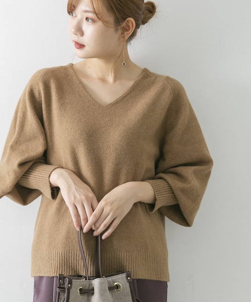 URBAN RESEARCH ROSSO（アーバンリサーチロッソ）の「ボリュームスリーブハイゲージニット（ニット/セーター・レディース・オフホワイト/キャメル/ライトブルー・FREE）」の10枚目の写真