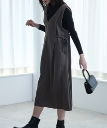 ECRIRE | サイドリボンVネックロングワンピース(ベスト)