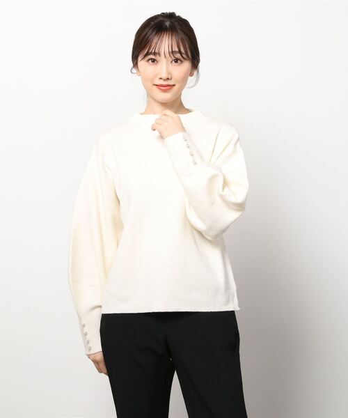 NANO universe（ナノユニバース）の「パールボタン変形スリーブニット（ニット/セーター・レディース・ホワイト/ブラック・FREE）」の12枚目の写真