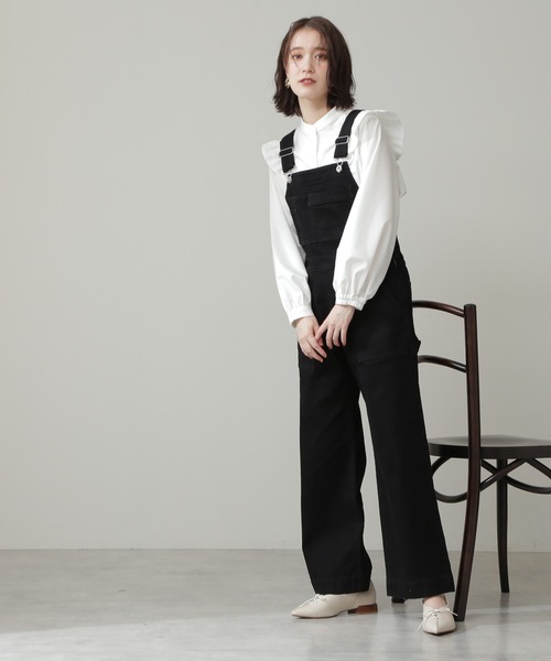 N.（N. Natural Beauty Basic）（エヌエヌナチュラルビューティーベーシック）の「◆スタンドネックフリル長袖ブラウス（シャツ/ブラウス・レディース・ブラック/オフホワイト/イエロー・MEDIUM）」の10枚目の写真