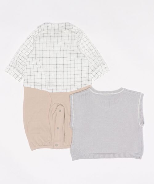 petit main（プティマイン）の「【弱酸性】おめかし2WAYオール（ロンパース・キッズ・ブルーグレー/アイボリー・50-70cm）」の3枚目の写真