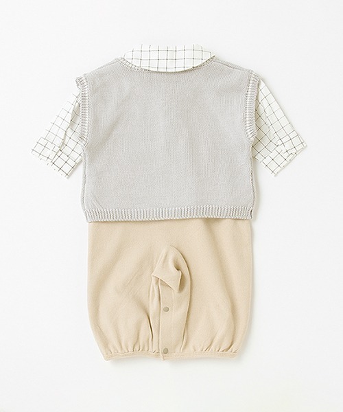 petit main（プティマイン）の「【弱酸性】おめかし2WAYオール（ロンパース・キッズ・ブルーグレー/アイボリー・50-70cm）」の4枚目の写真