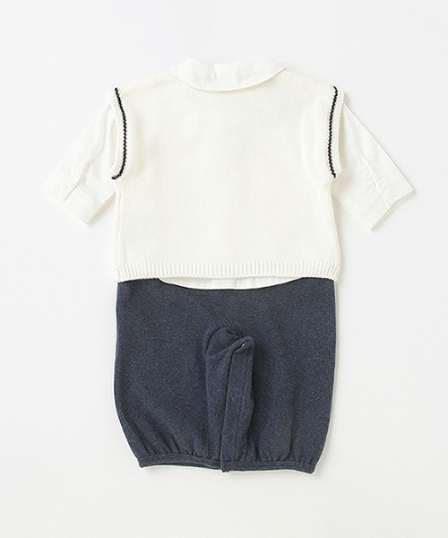 petit main（プティマイン）の「【弱酸性】おめかし2WAYオール（ロンパース・キッズ・ブルーグレー/アイボリー・50-70cm）」の5枚目の写真