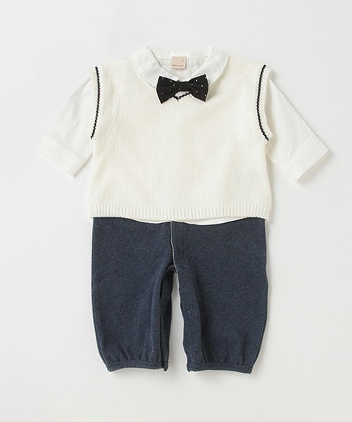 petit main（プティマイン）の「【弱酸性】おめかし2WAYオール（ロンパース・キッズ・ブルーグレー/アイボリー・50-70cm）」の6枚目の写真