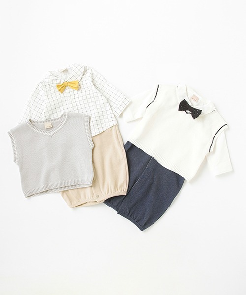 petit main（プティマイン）の「【弱酸性】おめかし2WAYオール（ロンパース・キッズ・ブルーグレー/アイボリー・50-70cm）」の14枚目の写真