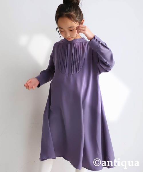 antiqua(アンティカ)の「雰囲気アップ。ブザムワンピース(ワンピース・キッズ・パープル/ブラック/ネイビー・5/4/6/3)」の1枚目の写真