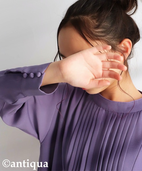 antiqua(アンティカ)の「雰囲気アップ。ブザムワンピース(ワンピース・キッズ・パープル/ブラック/ネイビー・5/4/6/3)」の15枚目の写真