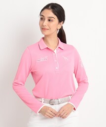 adabat（アダバット）の「◆襟裏ロゴデザイン長袖ポロシャツ 吸水速乾/UVカット S・LLサイズ展開あり（ポロシャツ）」