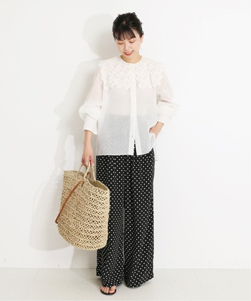 VERMEIL par iena（ヴェルメイユパーイエナ）の「《追加》ドットワイドパンツ（その他パンツ・レディース・ブラック・38/36/40）」の5枚目の写真