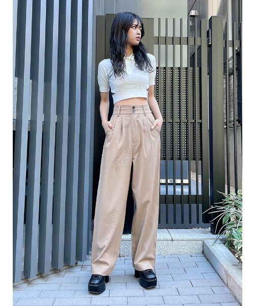 ENVYM（アンビー）の「ダブルベルトスラックスＰＴ（スラックス・レディース・ベージュ/ブラック/ブルー/グレー・FREE）」の16枚目の写真