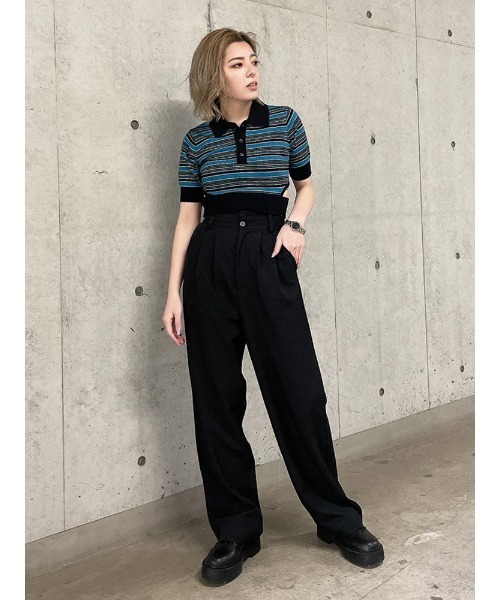 ENVYM（アンビー）の「ダブルベルトスラックスＰＴ（スラックス・レディース・ベージュ/ブラック/ブルー/グレー・FREE）」の5枚目の写真