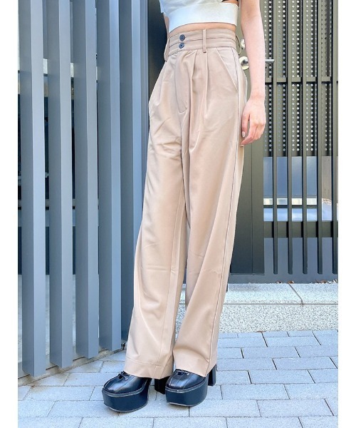 ENVYM（アンビー）の「ダブルベルトスラックスＰＴ（スラックス・レディース・ベージュ/ブラック/ブルー/グレー・FREE）」の19枚目の写真