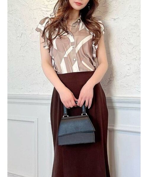 RESEXXY(リゼクシー)の「ニュアンスパターンラッフルシャツ(シャツ/ブラウス・レディース・ブラック/ピンク/ブルー/ベージュ・FREE)」の3枚目の写真