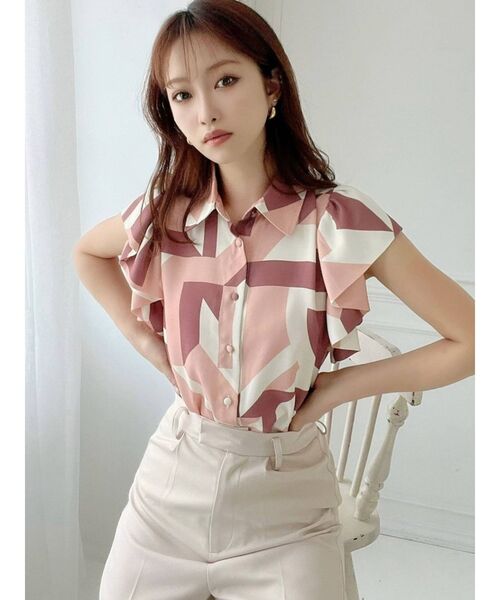 RESEXXY(リゼクシー)の「ニュアンスパターンラッフルシャツ(シャツ/ブラウス・レディース・ブラック/ピンク/ブルー/ベージュ・FREE)」の16枚目の写真