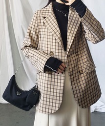 チェックテーラードオーバージャケット