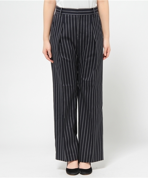 SHIPS for women（シップスフォーウィメン）の「★★【Ginza5月号掲載】ストライプワイドタックパンツ（その他パンツ・レディース・ネイビー/ホワイト・36/38）」の4枚目の写真